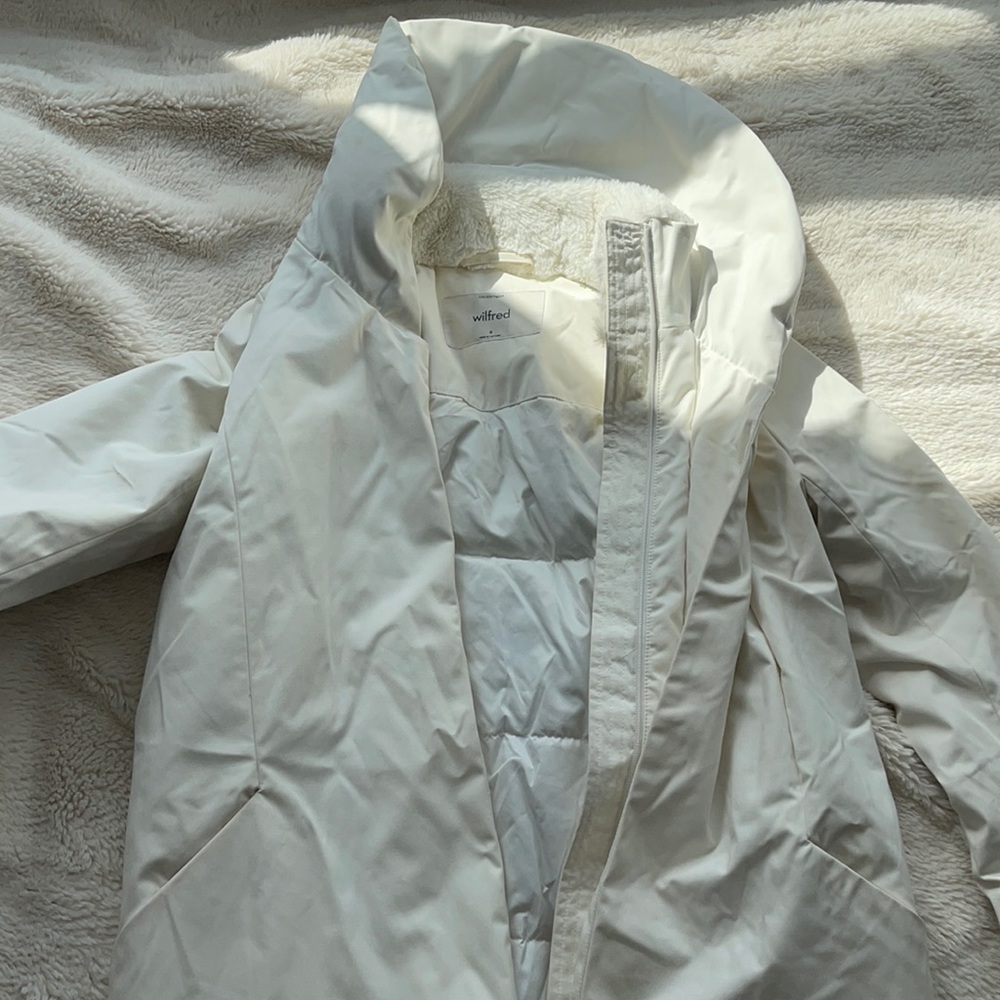 Aritzia Wilfred Cocoon Parka, USA Size Medium, White